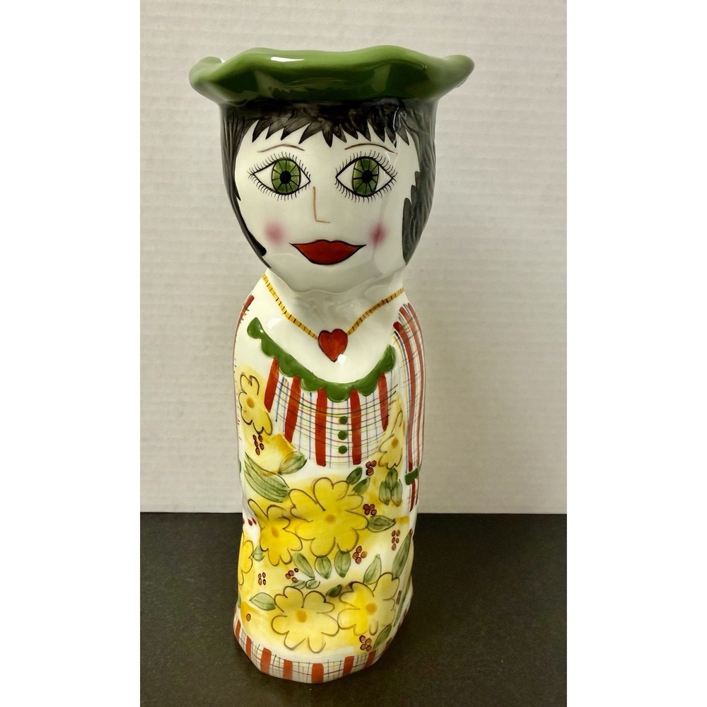 Vintage 1980's Bella Casa "Daisy" Susan Paley By Ganz Hand Painted Ceramic Vase